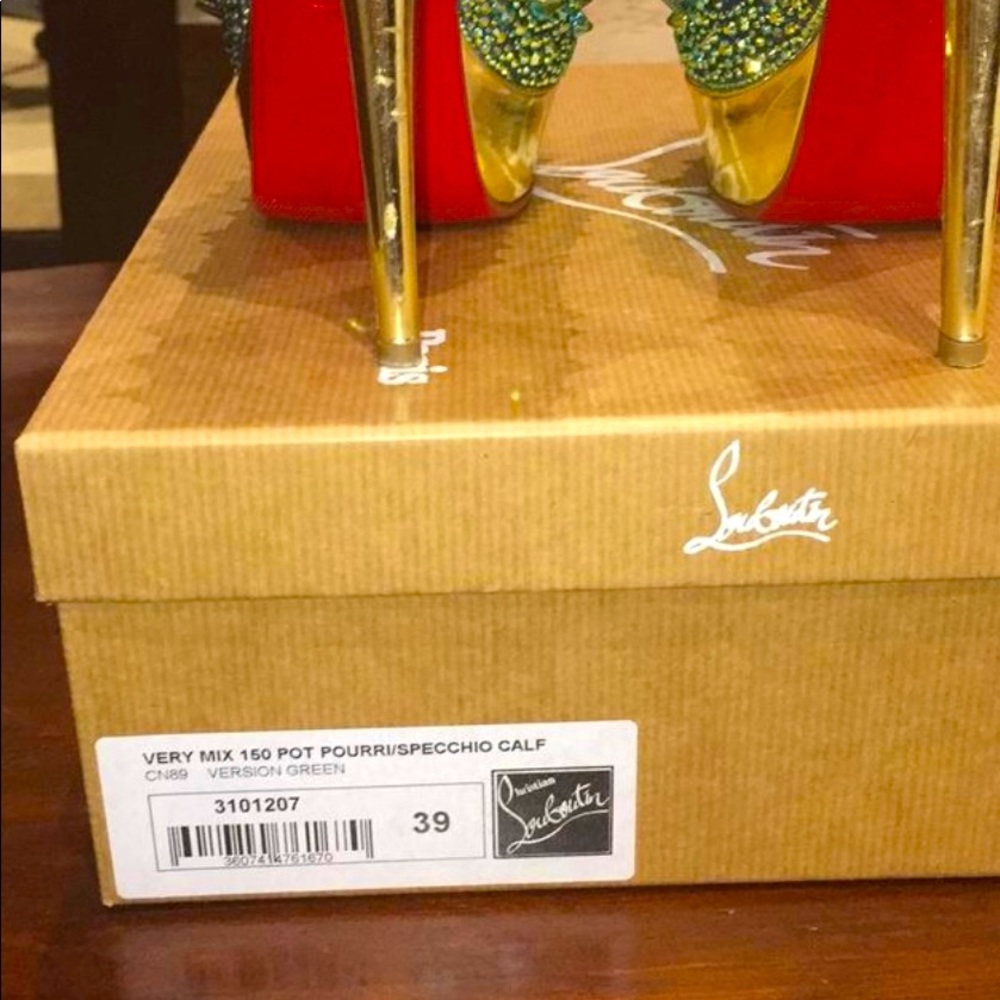 Christian Louboutin Very Mix 150mm Pot Pourri Aqua size 39. - Picture 11 of 12